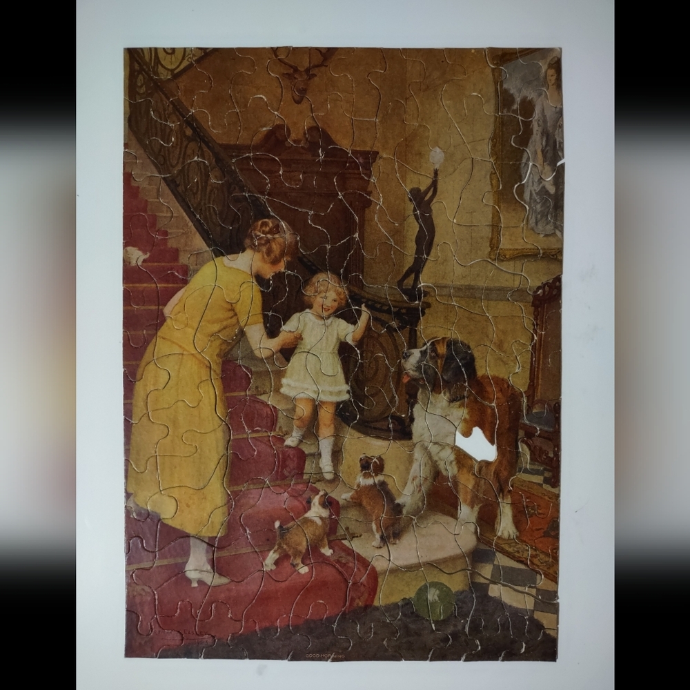 Vintage OLD ENGLISH JIGSAW PUZZLE Sutherland Press 150 PIECES - 1 Missing